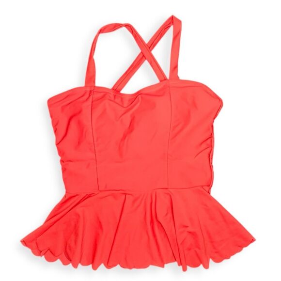 CUPSHE Women’s Coral Peplum Tankini Top Size Large - Picture 1 of 5